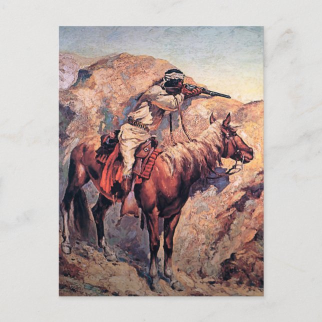 Carte Postale L'art occidental de Frederic Remington “Embuscade  (Devant)