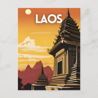 Carte Postale L'art Vintage voyage au Laos