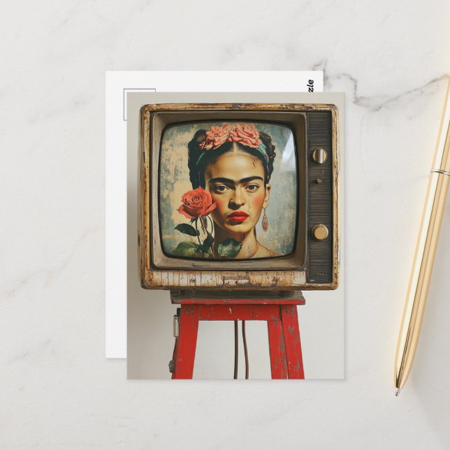 Carte Postale L'artiste à la télévision (Devant/Arrière en situation)