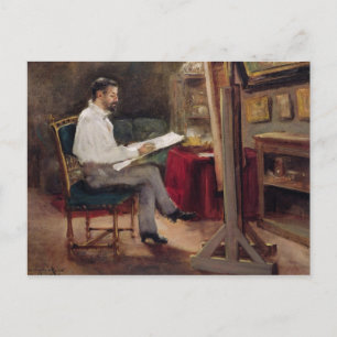 Carte Postale L'Artiste Morot dans son Studio, vers 1874