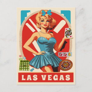 Carte Postale Las Vegas, Femme avec Cartes, Voyage