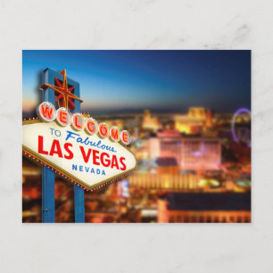 Carte Postale Las Vegas, Nevada enseigne devant une ville, photo