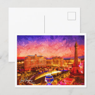 Carte Postale Las Vegas Nevada Oil Paint Ville Paysage