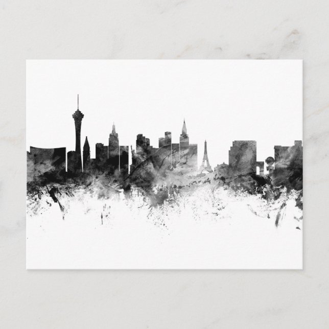Carte Postale Las Vegas Nevada Skyline Noir Blanc (Devant)