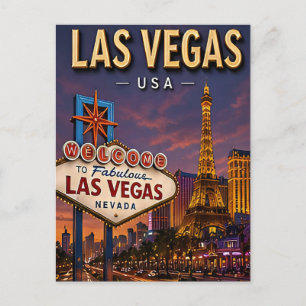 Carte Postale Las Vegas Strip et Enseignes Lumineuses