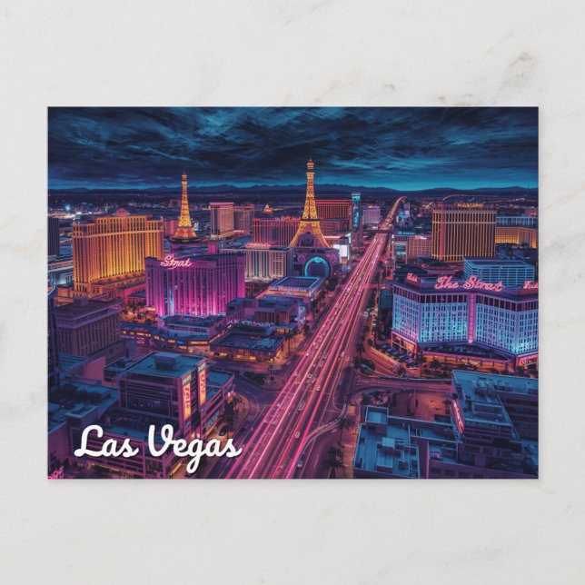 Carte Postale Las Vegas Strip Night City Art (Devant)