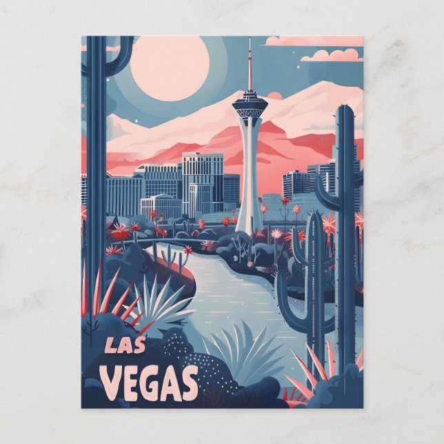 Carte Postale Las Vegas Vintage voyage Ad Art (Devant)
