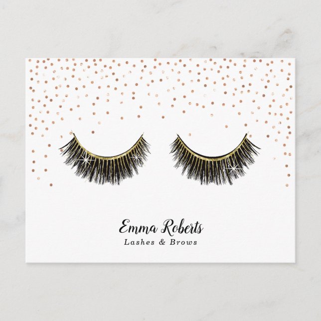 Carte Postale Lashes maquillage Artiste Rose Gold Confetti (Devant)