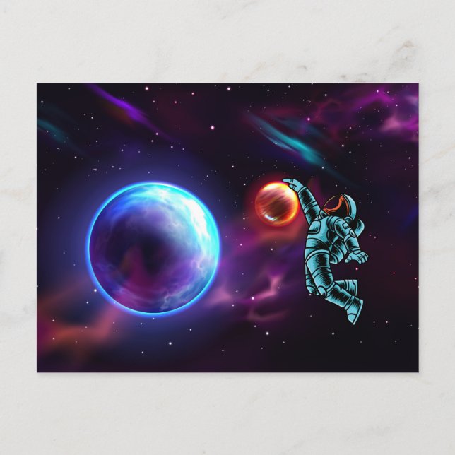 Carte Postale L'astronaute de basketball spatial de l'Imaginaire (Devant)
