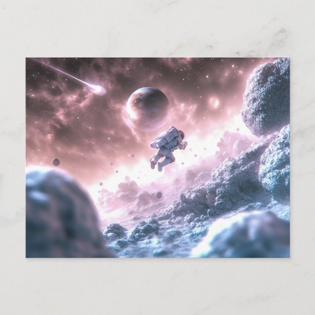 Carte Postale L'astronaute en saut (Devant)