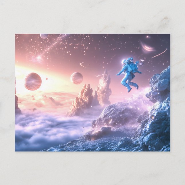 Carte Postale L'astronaute en saut (Devant)