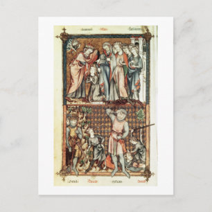 Carte Postale Lat 1023 f.7v David et Goliath avec Saul par Le Be