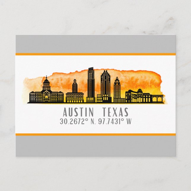 Carte Postale Latitude Austin Skyline (Devant)