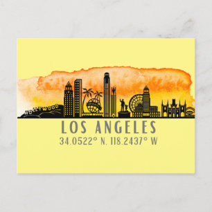 Carte Postale Latitude et longitude de Los Angeles Skyline