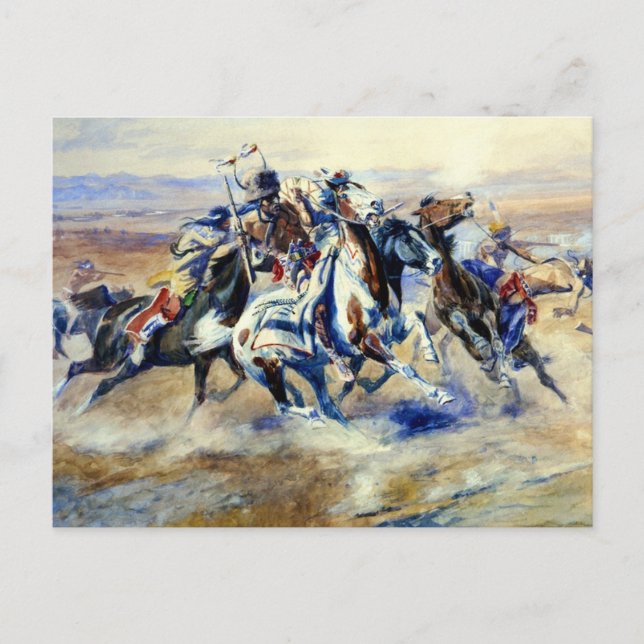 Carte Postale « L'Attaque » par Charles M Russell (Devant)