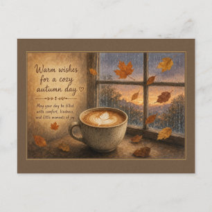 Carte postale Latte Automnal aux Vœux Chaleureux p