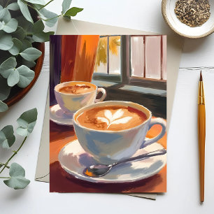 Carte Postale Latte du matin   Peinture aquarelle de café