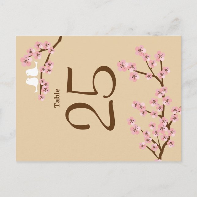 Carte Postale Latte & rose Cherry Blossom Mariage Numéro de tabl (Devant)