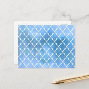 Carte Postale Lattes bleues, Quatrefoil, Trellis, Aquarelles