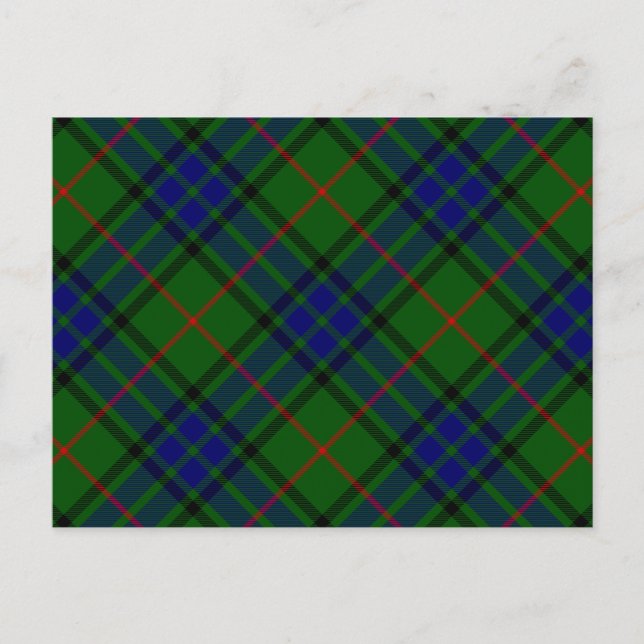 Carte Postale Lauder tartan bleu vert plaid (Devant)