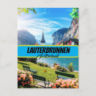 Carte Postale Lauterbrunnen Suisse Peinture à l'aquarelle, Eur