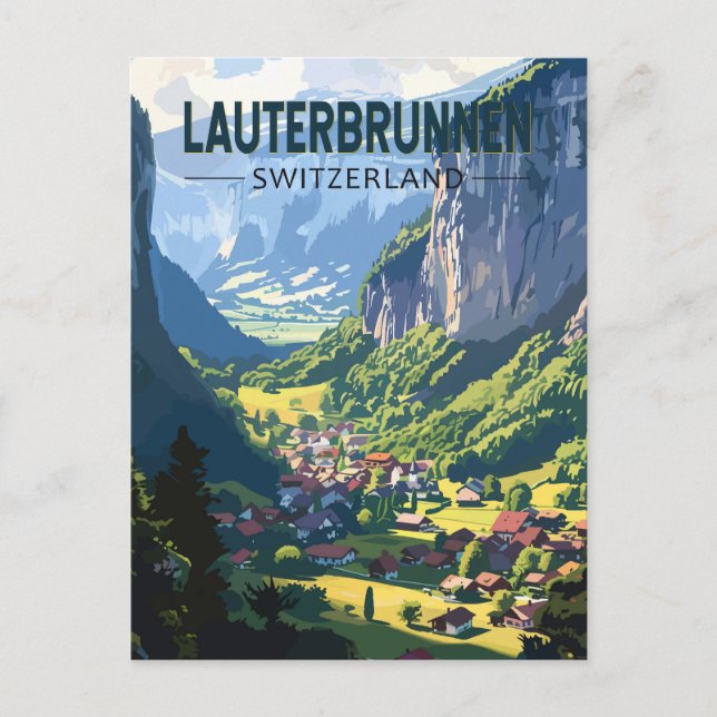 Carte Postale Lauterbrunnen Suisse Travel Art Vintage (Devant)