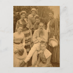 Carte Postale L'auteur Leo Tolstoï avec sa famille