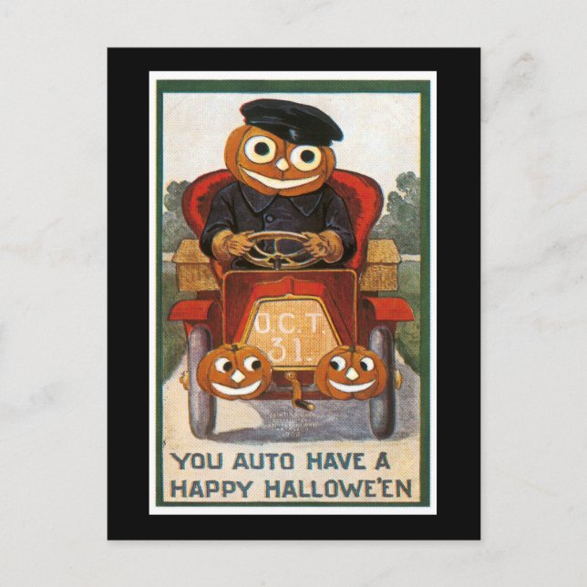 Carte Postale L'auto a un joyeux Halloween (Devant)
