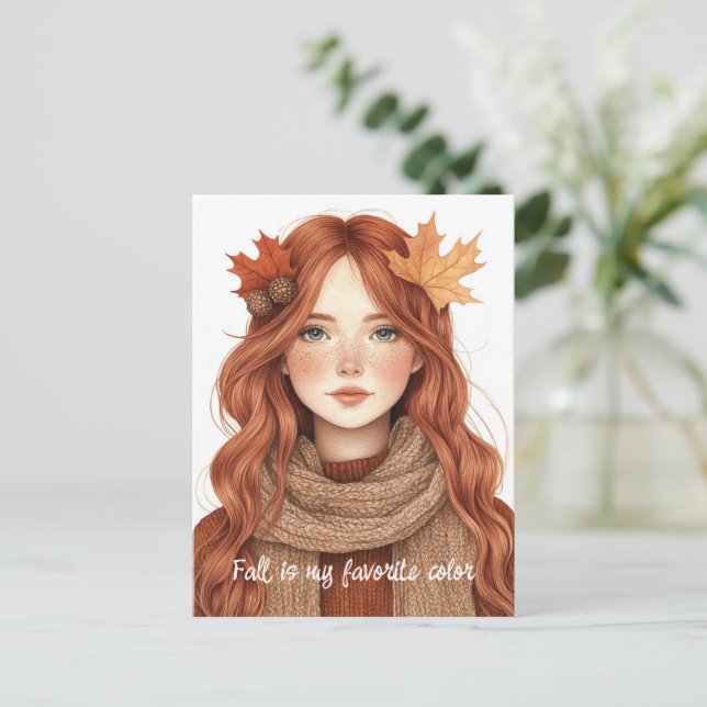 Carte Postale L'automne est ma couleur préférée mignon (Debout devant)