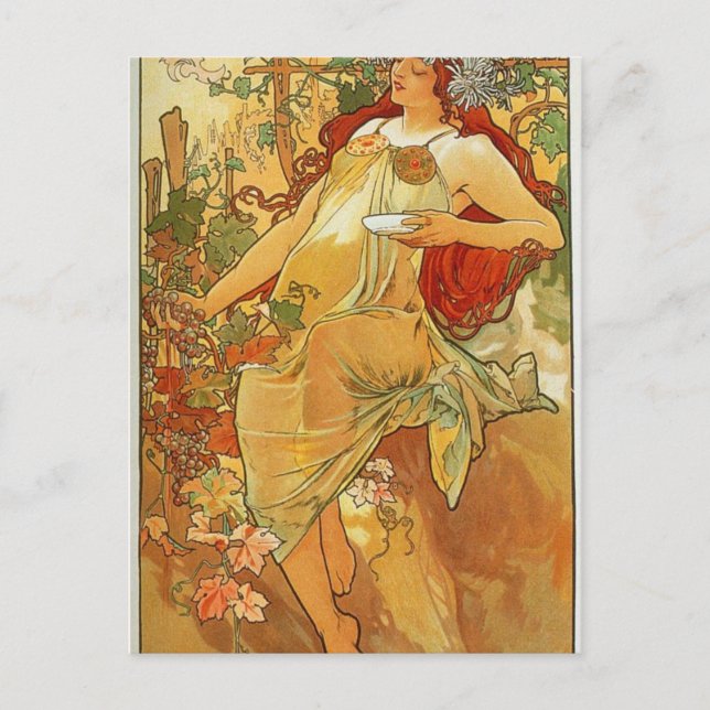 Carte Postale L'automne par Alphonse Mucha (Devant)