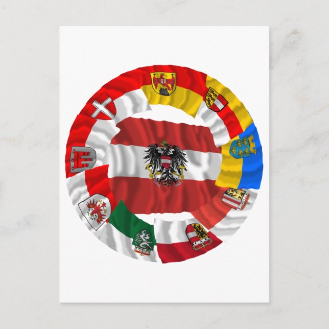 Carte Postale L'Autriche et ses drapeaux d'assouvissement (Devant)