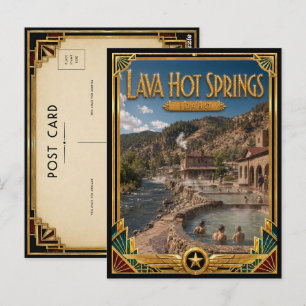 Carte Postale Lava Hot Springs Idaho Art Déco vintage de l'âge d