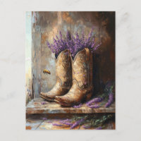 Lavande de bottes de cowboy et abeille de miel