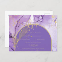 Lavande d'encre violette et mariage violet or RSVP