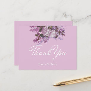 Carte Postale Lavande, Lilas, Roses, Remerciements de Mariage