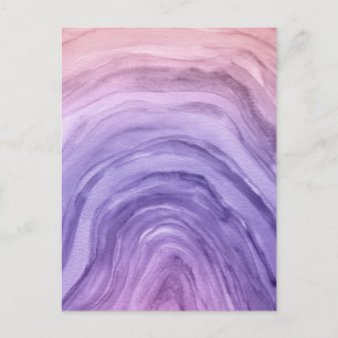 Carte Postale Lavande Purple Agate Abstrait Aquarelle Art
