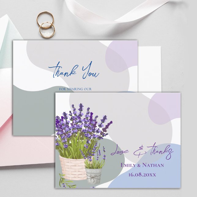 Carte Postale Lavande Rustique violet Mariage Floral Merci (Pretty Purple Lavender Flowers Wedding Thank you Postcard)