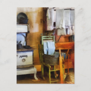 Carte Postale Lave-linge séchage dans la cuisine