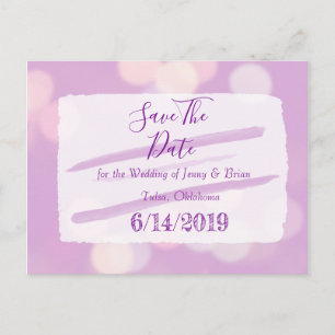 Carte Postale Lavender Bokeh Wedding Enregistrer la date