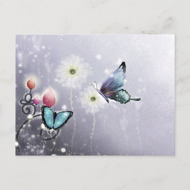 Carte Postale Lavender Butterfly Abstract (Devant)