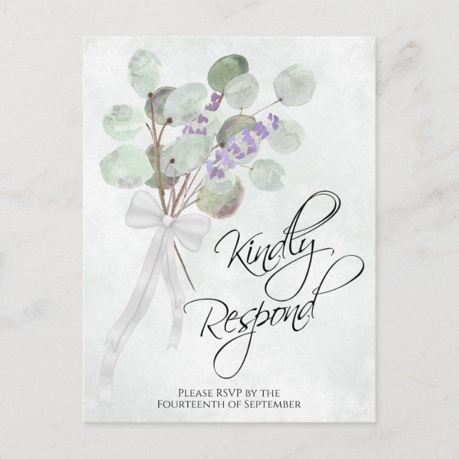 Carte Postale Lavender Eucalyptus Répondre gentiment Mariage RSV (Devant)