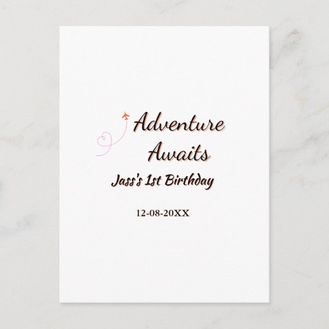 Carte Postale L'aventure attend le planificateur de date de nom  (Devant)