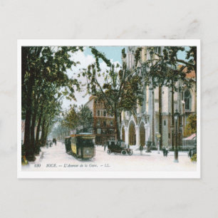 Carte Postale L'Avenue de la Gare, Nice, France Vintage