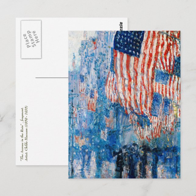 Carte Postale "L'avenue de la pluie" par Childe Hassam (Devant / Derrière)