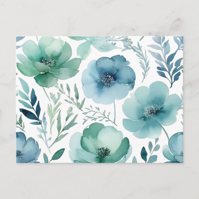 Carte Postale Laves de fleurs à l'aquarelle délicate dans des bl (Devant)
