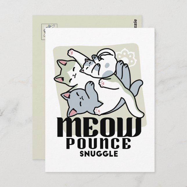 Carte Postale Laze Furr Days - Cute Lazy Cats Design (Devant / Derrière)