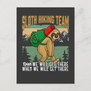 Carte Postale Lazy Sloth Randonnée Relax Mountains Camper Humour