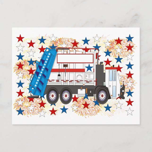 Carte Postale Le 4 juillet camion à ordures (Devant)