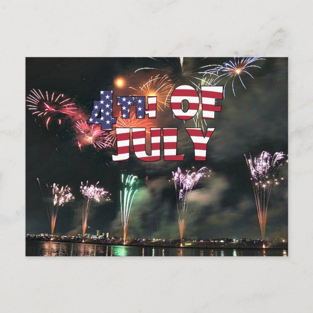 Carte Postale Le 4 juillet Feu d'artifice spectaculaire (Devant)