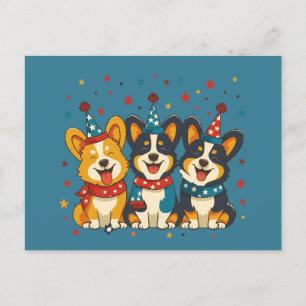 Carte Postale Le 4 Juillet Pembroke Welsh Corgi Dogs